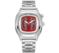 MASTOP Modern Stainless Steel Analog Watch Perspective Dial with Unique Colorful Dial - Stylish and Precise for Everyday Wear, Silver Red, spider man watch for men fashion unique rectangle dial