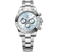 MASTOP Pagani Design Automatic Mechanical Watch for Men, Stainless Steel Wristwatch with Calendar&24H&Week&Mouth, Mineral Glass, Waterproof Business Dress Watch, Silver Sky Blue, automatic watch men