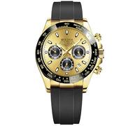 MASTOP Pagani Design Daytona Homage Men's Watch Panda Analog Quartz Japan Movement Chronograph Luxury Wrist Watch Business Waterproof Silicone Strap Sports Pagani Watches for Men, Gold, Casual Luxury