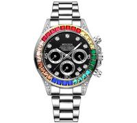 MASTOP Pagani Design Daytona Homage Men's Watch Panda Analog Quartz Japan Movement Chronograph Luxury Wrist Watch Business Waterproof Silicone Strap Sports Pagani Watches for Men, U Steel Diamond