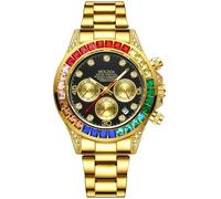 MASTOP Pagani Design Daytona Homage Men's Watch Panda Analog Quartz Japan Movement Chronograph Luxury Wrist Watch Business Waterproof Silicone Strap Sports Pagani Watches for Men, U DIamond All Gold