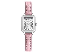 MASTOP Rectangle Women's Watch Curved Roman Numerals Softer Leather Strap Classic Ladies Analog Quartz Business Stylish Watches Ultra-Thin Ladies Bangle Bracelet Watch Female, Pink, Rectangle Women's