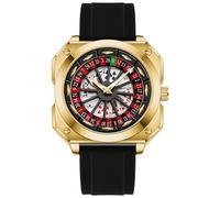MASTOP Roulette Wheel Men‘s Watches Gambling Rotating Dial Poker Square Silicone Rubber Strap Unique Watch Creative Eye Catching Cool Mens Business Watches, Black Gold, Unique Watches Gambling