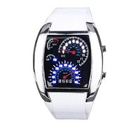 Mastop Silicone Rubber Band Blue Binary DOT Unisex LED Wrist Watch