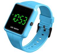 MASTOP Simple Men Women Sports LED Digital Big Display Waterproof Date PU Strap Square Electronic Couple Watch, Black, Business Casual Fashion Sports