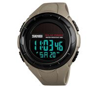 MASTOP Solar Powered Energy Watch for Men Military Digital Multifunctional Led Luminous Indication 2 Time Zone 50m Waterproof Watch Reloj Solar para Hombre, T Coffee, Men's Solar Powered Casual Quartz