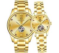 MASTOP Swiss Couple Watches Mens and Women Automatic Mechanical Watch Gold Silver Luminous Diamond Dial Set of 2