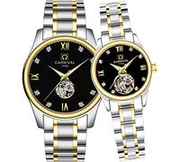 MASTOP Swiss Couple Watches Mens and Women Automatic Mechanical Watch Gold Silver Luminous Diamond Dial Set of 2