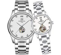 MASTOP Swiss Couple Watches Mens and Women Automatic Mechanical Watch Gold Silver Luminous Diamond Dial Set of 2