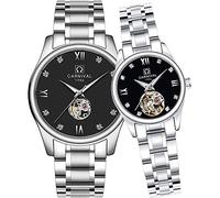 MASTOP Swiss Couple Watches Mens and Women Automatic Mechanical Watch Gold Silver Luminous Diamond Dial Set of 2
