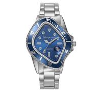 MASTOP Unique Watches for Men Waterproof Stainless Steel Wristwatch with Luminous Quartz Movement Calendar Function and Green Dial Perfect Men's Gift, Silver Blue, Fashion Sports