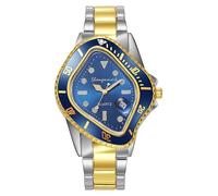 MASTOP Unique Watches for Men Waterproof Stainless Steel Wristwatch with Luminous Quartz Movement Calendar Function and Green Dial Perfect Men's Gift, Gold Silver Blue, Fashion Sports