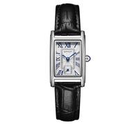 MASTOP Vintage Rectangle Women's Dress Watch with Leather Strap Classic Ladies Analog Quartz Business Watches Ultra-Thin Ladies Bangle Bracelet Watch Female, A Black Silver, Vintage Rectangle Women's