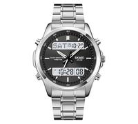MASTOP Watch for Men Watch Sports Large Digital Analog Dual Display Waterproof Watches with 3 Time Alarms Countdown Stopwatch Date EL Night Light Multifunctional Military Men‘s Wrist Watches, Silver