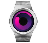 MASTOP Watches for Men Fashion Creative Liquid Movement Original Design Starry Sky Vortex Watch Men Steel Mesh Men's Watch Clock Round Unique Wristwatch Minimalist Gradient Color, Silver Pink, watches