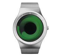 MASTOP Watches for Men Fashion Creative Liquid Movement Original Design Starry Sky Vortex Watch Men Steel Mesh Men's Watch Clock Round Unique Wristwatch Minimalist Gradient Color, Silver Green