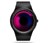 MASTOP Watches for Men Fashion Creative Liquid Movement Original Design Starry Sky Vortex Watch Men Steel Mesh Men's Watch Clock Round Unique Wristwatch Minimalist Gradient Color, Black Pink, watches