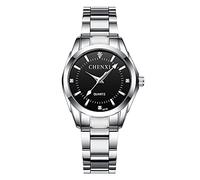 MASTOP Women Classic Fashion Silver Stainless Steel Watch Waterproof Lady Dress Wrist Watch, Black, Quartz Movement