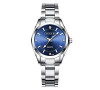 MASTOP Women's Classic Fashion Silver Stainless Steel Watches Waterproof Date Luminous Lady Dress Wrist Watch, 021 Dark Blue, Quartz Movement