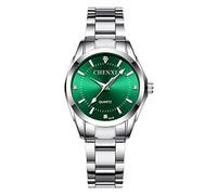 MASTOP Women's Classic Fashion Silver Stainless Steel Watches Waterproof Date Luminous Lady Dress Wrist Watch, 021 Green, Business