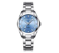 MASTOP Women's Classic Fashion Silver Stainless Steel Watches Waterproof Date Luminous Lady Dress Wrist Watch, 021 Blue