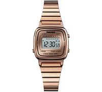 MASTOP Women's Classic Simple Petite Electronic Quartz Watch Stainless Steel Square Slim Led Watch Digital Watch, Rose, Digital,Quartz Watch