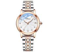 MASTOP Women's Sapphire Watches Automatic Steampunk Self Winding Mechanical Gold Bracelet Ladies Skeleton Wrist Watch Leather Strap for Ladies Famale, Steel Flower