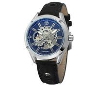 MASTOPMen's Automatic Mechanical Watch Top Brand Luxury Open Work Design Self Winding Leather Men Wristwatch