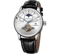 MASTOPTop Luxury Brand Automatic Mechanical Watches Mens Sun Moon Phase Tourbillon Watch Waterproof Men Wristwatch, silver, Mechanical