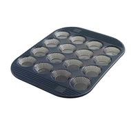 Mastrad Muffin & Cupcake Baking Tray, 16 cups Silicone Non-Stick Muffin Tray Fluted Mini-Tartlet Baking Pan, Dishwasher Safe Baking Tray, Grey 16 Inch Square Silicone Baking Pan