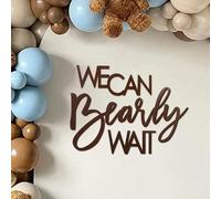 MASTRON We Can Bearly Wait Sign for Baby Shower Backdrop - Teddy Bear Themed Baby Party Banner Boy Girl Baby Shower Gender Reveal 1st Birthday Felt Wall Decor Photography Background - Brown