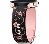 Mastten 20mm Flowers Engraved Strap Compatible with Samsung Galaxy Watch 7 6 5 4 Strap 40mm 44mm, Galaxy Watch FE / 6 4 Classic / 5 Pro/Watch 3 41mm / Active 2, Soft Silicone Sport Band for Women