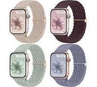 Mastten 4 Pack Braided Solo Loop Compatible with Apple Watch Straps 38mm 40mm 41mm 42mm Women Men, Stretchy Elastic Nylon Sport Strap for iWatch SE 3 2 1 Series 11 10 9 8 7 6 5 4 3 2 1