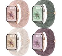 Mastten 4 Pack Braided Solo Loop Compatible with Apple Watch Straps 40mm 41mm 42mm 38mm Women Men, Stretchy Elastic Nylon Sport Strap for iWatch SE 3 2 1 Series 11 10 9 8 7 6 5 4 3 2 1