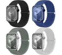 Mastten 4 Pack Braided Solo Loop Compatible with Apple Watch Straps 42mm 41mm 40mm 38mm Women Men, Stretchy Elastic Nylon Sport Strap for iWatch SE 3 2 1 Series 11 10 9 8 7 6 5 4 3 2 1