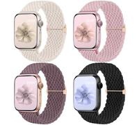 Mastten 4 Pack Braided Solo Loop Compatible with Apple Watch Straps 46mm 45mm 44mm 49mm 42mm, Stretchy Elastic Nylon Sport Strap for iWatch SE Series 11 10 9 8 7 6 5 4 3 2 1 Ultra 3 2 1