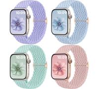 Mastten 4 Pack Braided Solo Loop Compatible with Apple Watch Straps 46mm 45mm 44mm 49mm 42mm, Stretchy Elastic Nylon Sport Strap for iWatch SE Series 11 10 9 8 7 6 5 4 3 2 1 Ultra 3 2 1