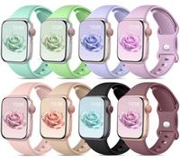 Mastten 8 Pack Sport Straps Compatible with Apple Watch Strap 42mm 44mm 45mm 46mm 49mm Men Women, Soft Silicone Band for Apple Watch Series 11 10 9 8 7 6 5 4 3 2 1, iWatch SE Ultra 3 2 1, Macaron