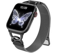 Mastten Slim Metal Magnetic Straps Compatible with Apple Watch SE Strap 40mm 41mm 42mm 38mm, Thin Elegant Solo Loop Strap for iWatch Band Series SE 11 10 9 8 7 6 5 4 3 2 1 Women Men, Black