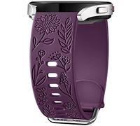 Mastten Sunflowers Engraved Strap Compatible with Samsung Galaxy Watch 7 6 5 4 40mm 44mm Women, 20mm Soft Silicone Band for Galaxy Watch FE/Active/Active 2/Watch 3 41mm/5 Pro/4 6 Classic, Purple