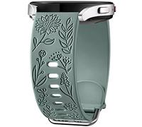 Mastten Sunflowers Engraved Strap Compatible with Samsung Galaxy Watch 7 6 5 4 40mm 44mm Women, 20mm Soft Silicone Band for Galaxy Watch FE/Active/Active 2/Watch 3 41mm/5 Pro/4 6 Classic, Pine