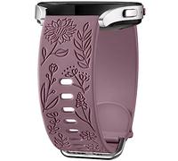 Mastten Sunflowers Engraved Strap Compatible with Samsung Galaxy Watch 7 6 5 4 40mm 44mm Women, 20mm Soft Silicone Band for Galaxy Watch FE/Active 2/Watch 3 41mm/5 Pro/4 6 Classic, Smoke Violet