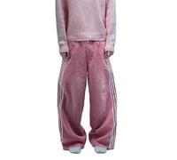 MASUCOR Men's Baggy Vintage Jeans Loose Fit Denim Pants with Stripes on the Side Relaxed Skateboard Denim Pants Women Low Rise Wide Leg Jeans Oversized Y2K Hip Hop(Pink,M)
