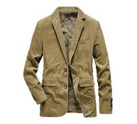 MASUCOR Men's Blazer Spring Corduroy Sporty Casual Jackets Men's Slim Fit Suit Jackets Lapel Long Sleeves Men's Brown Blazer 2 Buttons Cord Jackets Business(Brown,L)