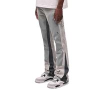 MASUCOR Regular Straight Men's Jeans Pants Ink Splash Patchwork Denim Straight-Cut Straight Leg Wide Jeans Men Relaxed Fit Jeans Men's Pull-On Jeans(Gray,M)