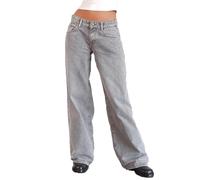 MASUCOR Women's Denim Pants Flared Jeans Women Loose Fit Jean Women Low Rise Jeans Bell Bottom Jeans Women Baggy Jeans Straight Wide Leg Jeans Y2K Style Casual(Gray,M)