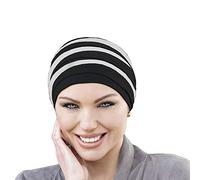 MASUMI Chemo Organic Headwear - DORNA Turban Hat | Cancer Headwear for Women with Hair Loss | Alopecia Hats & Coverings | 95% Breathable Bamboo (Colour: Black & White)