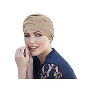MASUMI Chemo Organic Headwear - Scarlet Turban Hat | Cancer Headwear for Women with Hair Loss | Alopecia Hats & Coverings | 95% Cotton (Colour: Champagne)