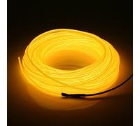 MASUNN 20M EL Led Flexible Soft Tube Wire Neon Glow Car Rope Strip Light Xmas Decor DC 12V-Yellow