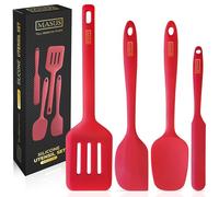 MASUS Silicone Spatula Set 4 Pc Rubber Spatulas With a Turner For Nonstick Pans - Rubber Spatula Set Heat Resistant 600°F For Baking- Cooking plastic spatula, BPA-Free, Dishwasher Safe